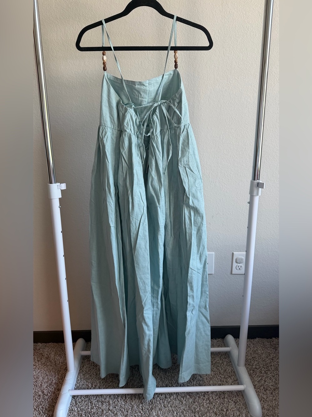 🏷️ SOLD Abercrombie & Fitch Tie-Back Babydoll Maxi Dress (Large) - Picture 4 of 6